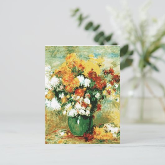 Pierre-Auguste Renoir Bouquet van Chrysanthema Briefkaart (Staand voorkant)