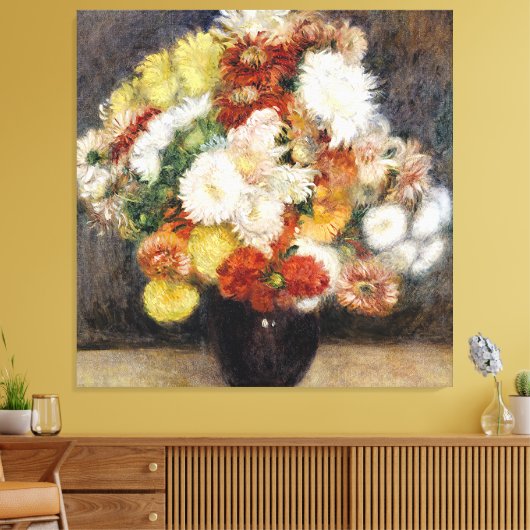 Pierre-Auguste Renoir Bouquet van Chrysanthema Canvas Afdruk (Insitu (Woonkamer))