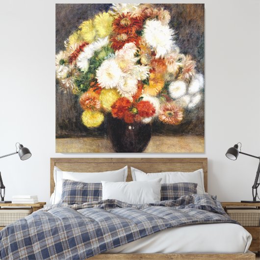 Pierre-Auguste Renoir Bouquet van Chrysanthema Canvas Afdruk (Insitu (Slaapkamer))