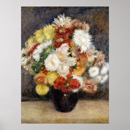 Pierre-Auguste Renoir Bouquet van Chrysanthema Poster (Voorkant)