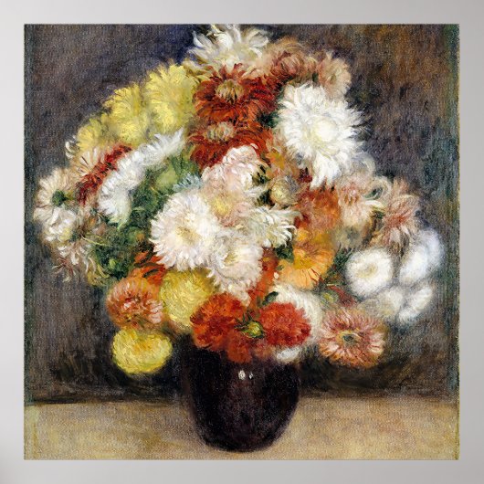 Pierre-Auguste Renoir Bouquet van Chrysanthema Poster (Voorkant)