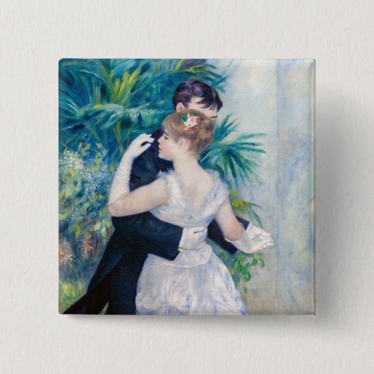 Pierre-Auguste Renoir - City Dance Vierkante Button 5,1 Cm (Voorkant)