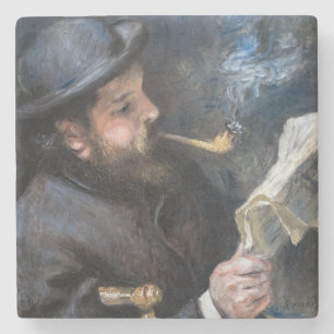 Pierre-Auguste Renoir - Claude Monet lezend Stenen Onderzetter