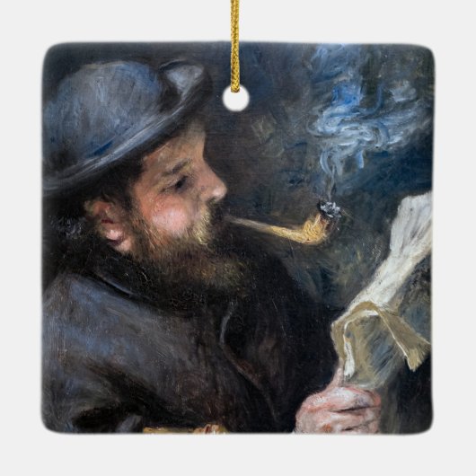 Pierre-Auguste Renoir - Claude Monet Reading Keramisch Ornament (Achterkant)