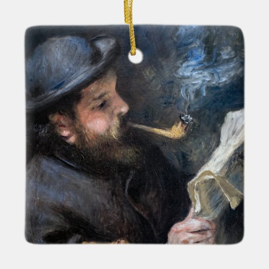 Pierre-Auguste Renoir - Claude Monet Reading Keramisch Ornament (Voorkant)