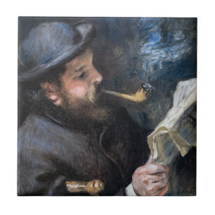 Pierre-Auguste Renoir - Claude Monet Reading Tegeltje