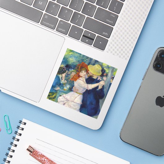 Pierre-Auguste Renoir - Dance te Bougival Sticker (Laptop met iPhone)