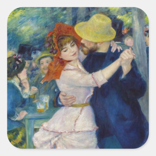 Pierre-Auguste Renoir - Dance te Bougival Vierkante Sticker (Voorkant)