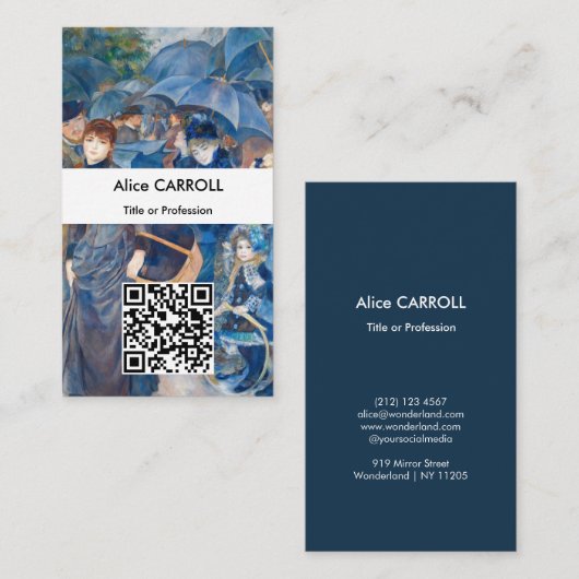 Pierre-Auguste Renoir - de Paraplu - QR-code Visitekaartje (Voorkant / Achterkant)