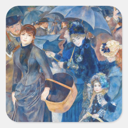 Pierre-Auguste Renoir - De paraplu's Vierkante Sticker (Voorkant)