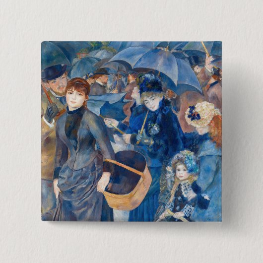 Pierre-Auguste Renoir - De Paraprellas Vierkante Button 5,1 Cm (Voorkant)