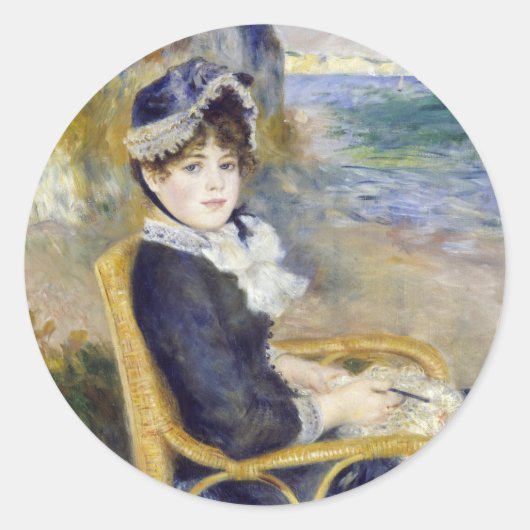 Pierre-Auguste Renoir - door de Seashore Ronde Sticker (Voorkant)
