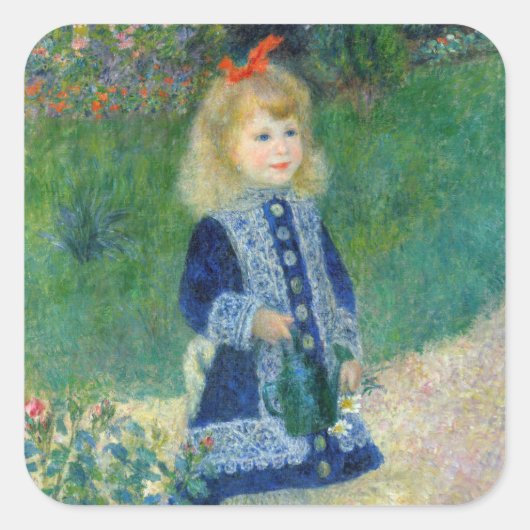 Pierre-Auguste Renoir - Een meisje met een watersc Vierkante Sticker (Voorkant)