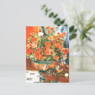Pierre-Auguste Renoir Geraniums en katten Briefkaart