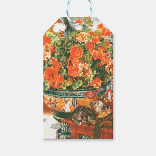Pierre-Auguste Renoir Geraniums en katten Cadeaulabel (Voorkant)