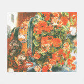 Pierre-Auguste Renoir Geraniums en katten Fleece Deken (Voorkant (Horizontaal))