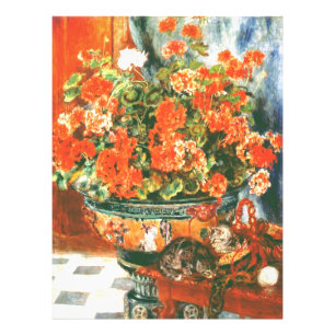 Pierre-Auguste Renoir Geraniums en katten Foto Afdruk