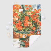 Pierre-Auguste Renoir Geraniums en katten Golfhanddoek (Insitu)