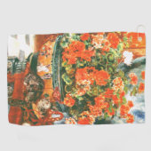 Pierre-Auguste Renoir Geraniums en katten Golfhanddoek (Horizontaal)
