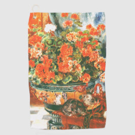 Pierre-Auguste Renoir Geraniums en katten Golfhanddoek