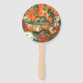 Pierre-Auguste Renoir Geraniums en katten Handwaaier