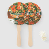 Pierre-Auguste Renoir Geraniums en katten Handwaaier (Voorkant en achterkant)