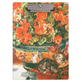 Pierre-Auguste Renoir Geraniums en katten Klembord
