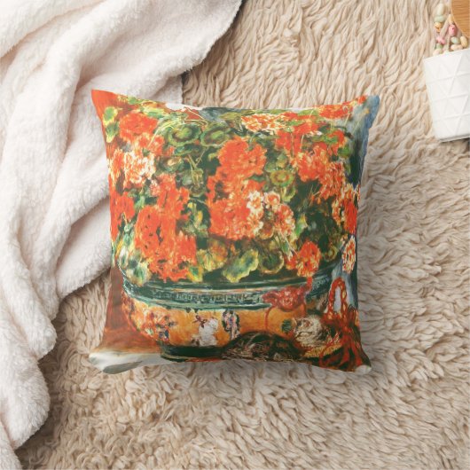 Pierre-Auguste Renoir Geraniums en katten Kussen (Deken)