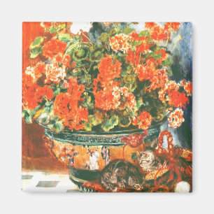 Pierre-Auguste Renoir Geraniums en katten Magneet