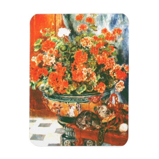 Pierre-Auguste Renoir Geraniums en katten Magneet (Verticaal)