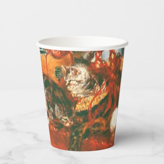 Pierre-Auguste Renoir Geraniums en katten Papieren Bekers (Achterkant)