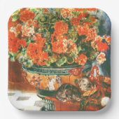 Pierre-Auguste Renoir Geraniums en katten Papieren Bordje (Voorkant)