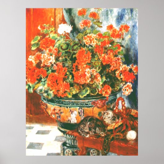 Pierre-Auguste Renoir Geraniums en katten Poster (Voorkant)