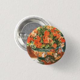 Pierre-Auguste Renoir Geraniums en katten Ronde Button 3,2 Cm