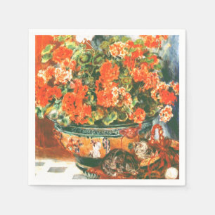 Pierre-Auguste Renoir Geraniums en katten Servet