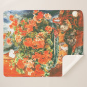 Pierre-Auguste Renoir Geraniums en katten Sherpa Deken (Voorkant (horizontaal))