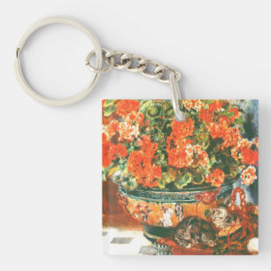Pierre-Auguste Renoir Geraniums en katten Sleutelhanger