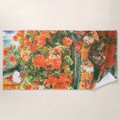 Pierre-Auguste Renoir Geraniums en katten Strandlaken (Voorkant)