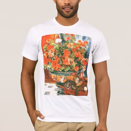 Pierre-Auguste Renoir Geraniums en katten T-shirt (Voorkant)
