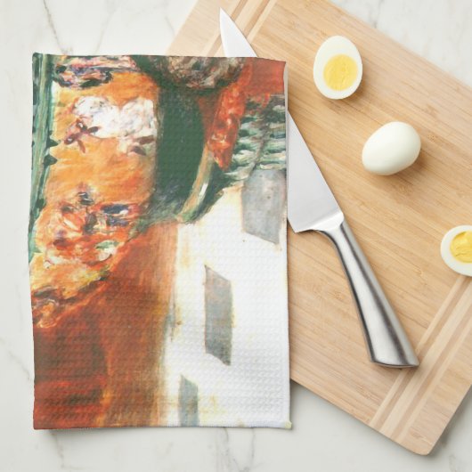 Pierre-Auguste Renoir Geraniums en katten Theedoek (Quarter Fold)