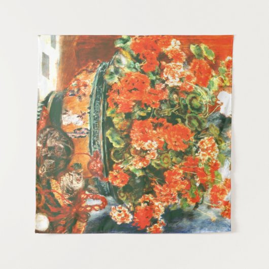 Pierre-Auguste Renoir Geraniums en katten Wandkleed (Voorkant (horizontaal))
