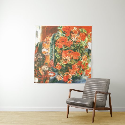 Pierre-Auguste Renoir Geraniums en katten Wandkleed (In Situ (horizontaal))