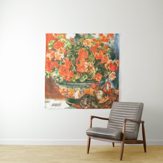 Pierre-Auguste Renoir Geraniums en katten Wandkleed (In situ)