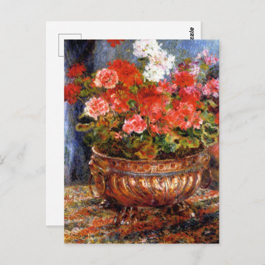 Pierre-Auguste Renoir Geraniums in het koperbekken Briefkaart (Voorkant / Achterkant)