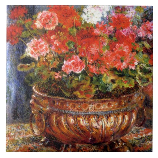Pierre-Auguste Renoir Geraniums in het koperbekken Tegeltje (Voorkant)