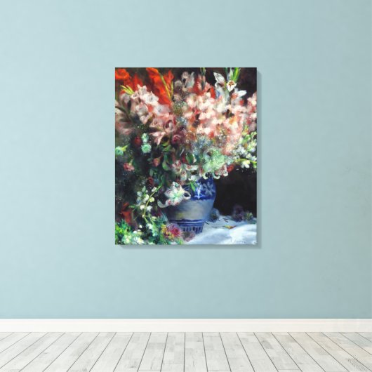 Pierre-Auguste Renoir  Gladioli in een Vase Canvas Afdruk (Insitu (Houten vloer))