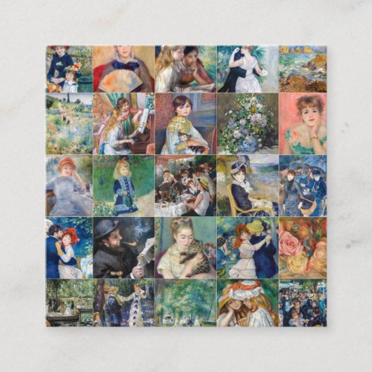 Pierre-Auguste Renoir - Grid Collage - QR-code Vierkante Visitekaartje (Voorkant)