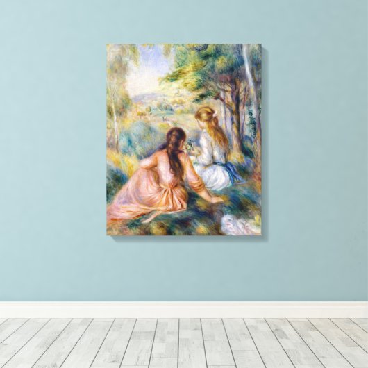 Pierre-Auguste Renoir - In de wei Canvas Afdruk (Insitu (Houten vloer))
