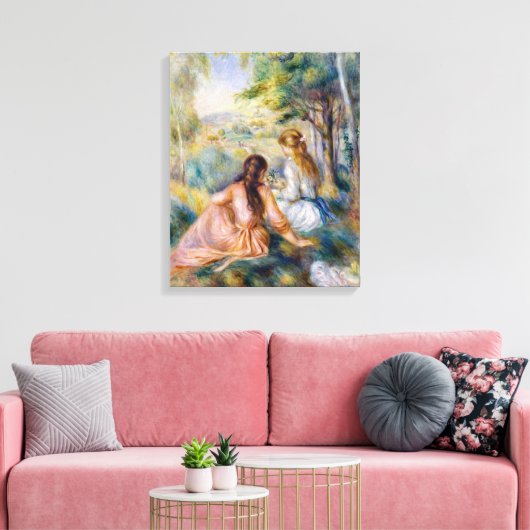 Pierre-Auguste Renoir - In de wei Canvas Afdruk (Insitu (Woonkamer))