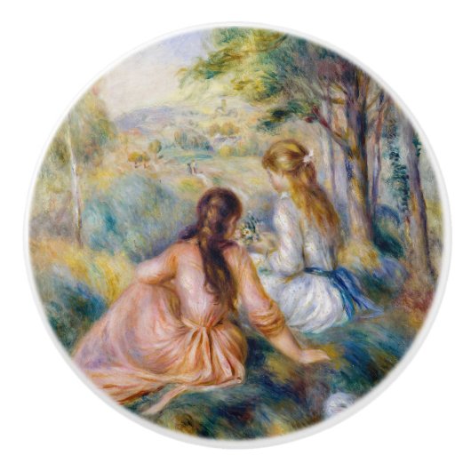 Pierre-Auguste Renoir - In de wei Keramische Knop (Voorkant)